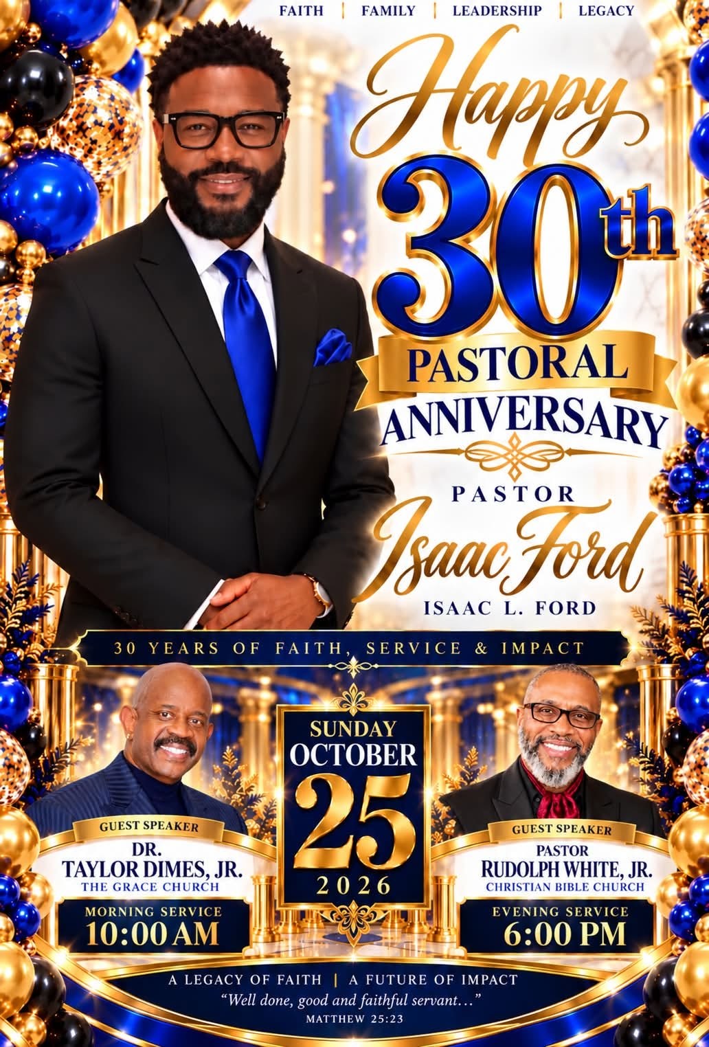 30th Pastoral Anniversary event flyer